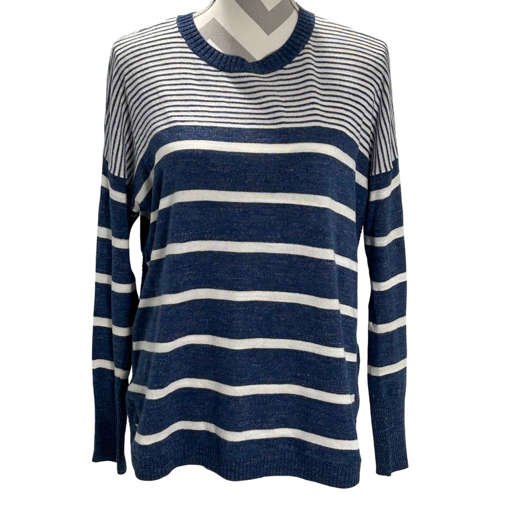 Vineyard Vines Womens Striped Relaxed Cotton Sweater Blue White‎ Crewneck Small